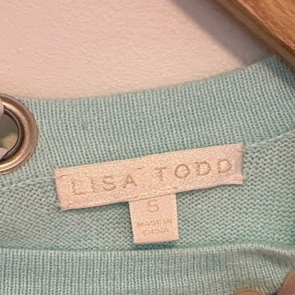 Lisa Todd cotton & cashmere crew neck sweater with tie neck in back , sz : small - Picture 8 of 9